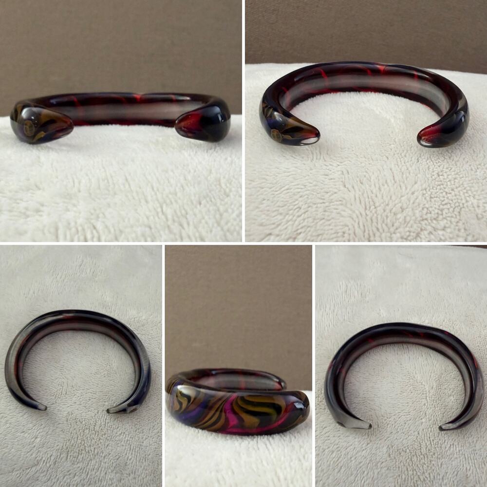 Kevin O’Grady 2001 Artisan Blown Glass Psychedelic Cuff Bracelet - Picture 3 of 4